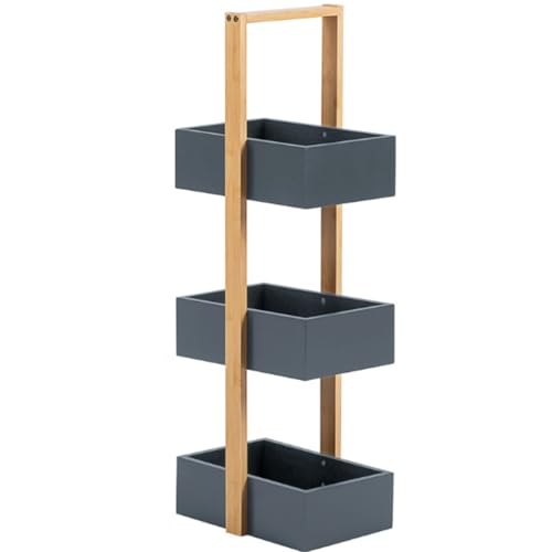woodluv 3 Tier Robust Bathroom Bedroom Storage Caddy Unit 25 (L) x 18.5 x 70 (H) cm