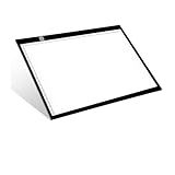 トレース台 ライトテーブル ライトボード【省エネLEDトレーサー A4サイズ 超薄型 ライトボックス 段階調光 感度アップ】トレス台 高輝度目盛り付き 全面フラット USB給電 日本製アクリル素材使用 建築設計製図 マンガ スケッチ デッサン 書道 イラスト 子供練習用・PSE認証済み・最新強化版 kocana保証カード付き (無段階調光)