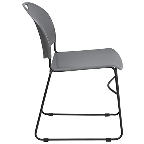 Flash Furniture Hercules Series 880 Lb. Capacity Gray Ultra-Compact Stack Chair With Black Powder Coated Frame #TOP2