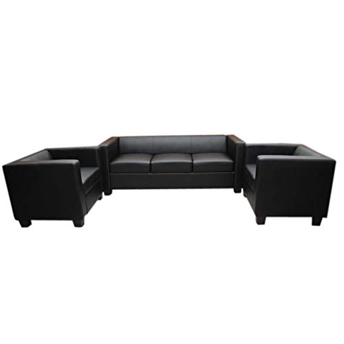 Mendler 3-1-1 Sofagarnitur Couchgarnitur Loungesofa Lille - Leder schwarz Mendler 3-1-1 Sofagarnitur Couchgarnitur Loungesofa Lille - Leder schwarz