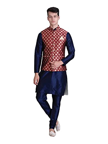 Image of Uri and MacKenzie Men's Silk Blend Kurta Pajama with Designer Ethnic Nehru Jacket /Modi Jacket
