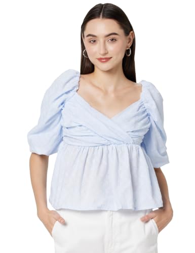 Image of Tokyo Talkies Women Cotton Blend Regular Fit Tops