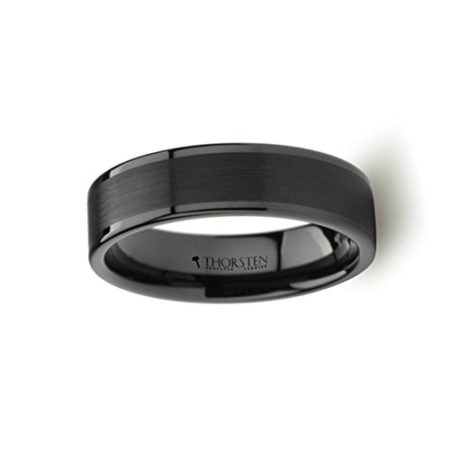 VULCAN Black Tungsten Ring with Brushed Finish and Polished Edges 6mm Width Custom Personalized Inside Engraved2