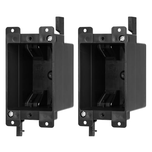 YQMIGU Old Work Outlet/Switch Black BoxETL Listed 1-Gang Electrical Outlet Box PVC Plastic Junction Black Box 14 Cubic Inch Can Work with Outlets Dimmers are Used in Combination(2 Pack)