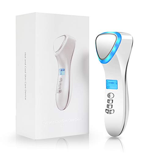 Facial Massager,Hot and Cool Skin Care Device, Portable Handheld Vibration Face Care Beauty Device,Skin Calm,Anti-Wrinkle,Promote Cream and Absorption(White)