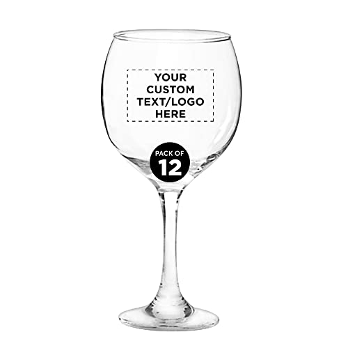 Custom Premiere Wedding Wine Glasses 20.5 oz Set of 12, Personalized Bulk Pack – Restaurant Glassware, Perfect for Red Wine or White Wine – Clear