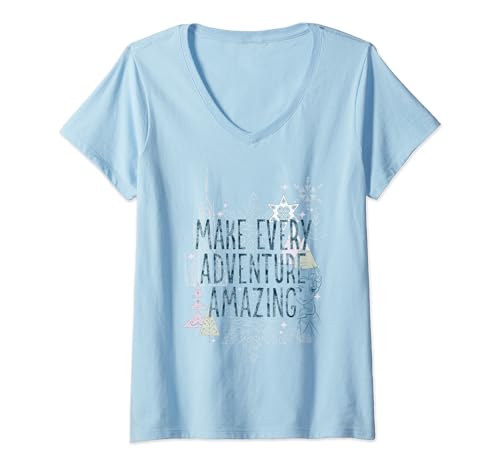 T-shirt Reine des Neiges Disney pour femme en coton premium avec coupe col V