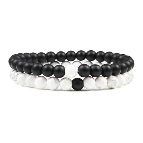 Bracelets de relation extensibles pour couples, solution confort en pierres naturelles 17cm