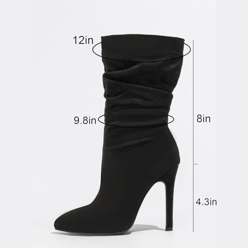 Women'S Suede Stiletto Heel Ankle Boots Fashion Pointed Toe Side Zipper High Heel Dress Booties For Office Work Party2