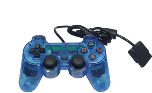 Image of Premium PS2 Compatible Wired Controller - High-Performance Gamepad for PlayStation 2 (All Models) Ergonomic Gamepad with Dual Vibration Feedback, Precision 360 Analog Sticks, Ergonomic Pro Grip - (TRANSPARENT BLUE)