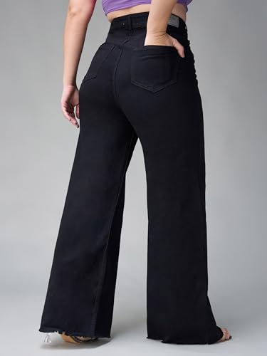 Image of Miss Chase A+ Women's Wide-Leg High Rise Regular-Length Stretchable Denim Jeans