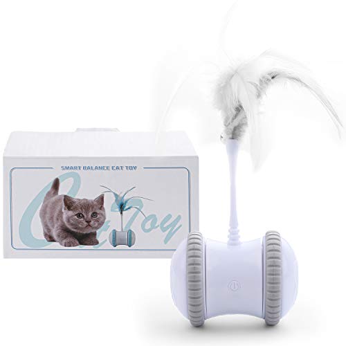 GANCHUN Interactive Robotic Cat Toys, Automatic Rotating Cat Toy with Colorful LED Lights USB Rechargeable Electronic Ball Cat Toy for Pets Kitten Kitty