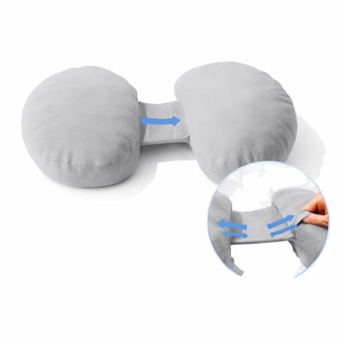 Image of H-Shaped Pregnancy Pillow for Women | Adjustable Butterfly Dual Wedge for Back, Belly & Hip Pain Relief | Ultra Soft Velvet Maternity Body Support Pillow | Washable, Travel Friendly | Grey