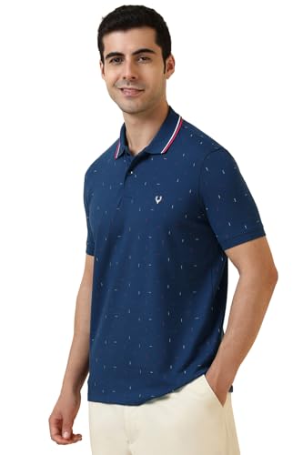 Image of Allen Solly Men's Polo T-Shirt | Polycotton Blend | Color-Block Print | Regular Fit | Smart Casual Wear