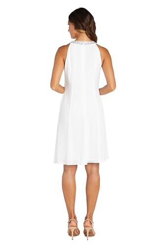 Image of R&M Richards Women's Chiffon Halter Cocktail Dress W /Jeweled Neckband & Cascade Drape