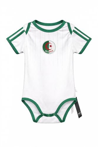 Générique Body Bébé Algérie Football – Grenouillère Blanche & Verte – Tenue Supporter Équipe de l'Algérie – Cadeau Naissance Bébé Garçon & Fille (3-12...