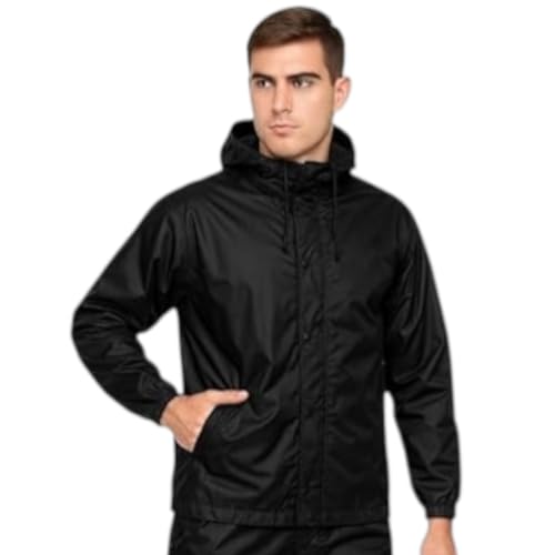 Image of Raincoat for Men Waterproof | Men Rain Jacket Hooded Windproof Lightweight | Full-Length Breathable All-Season Rain Wear | Bike Riding, Motorcycle, |M14