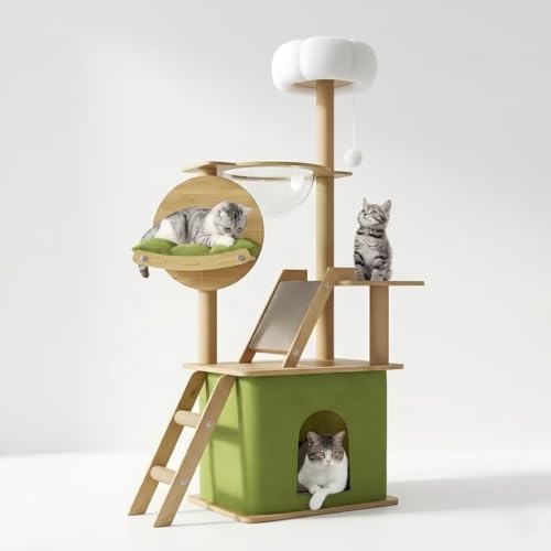 Arbre a Chat Haut 150cm-Avec 1Capsule Spatiale, 1 Maison pour Chat...