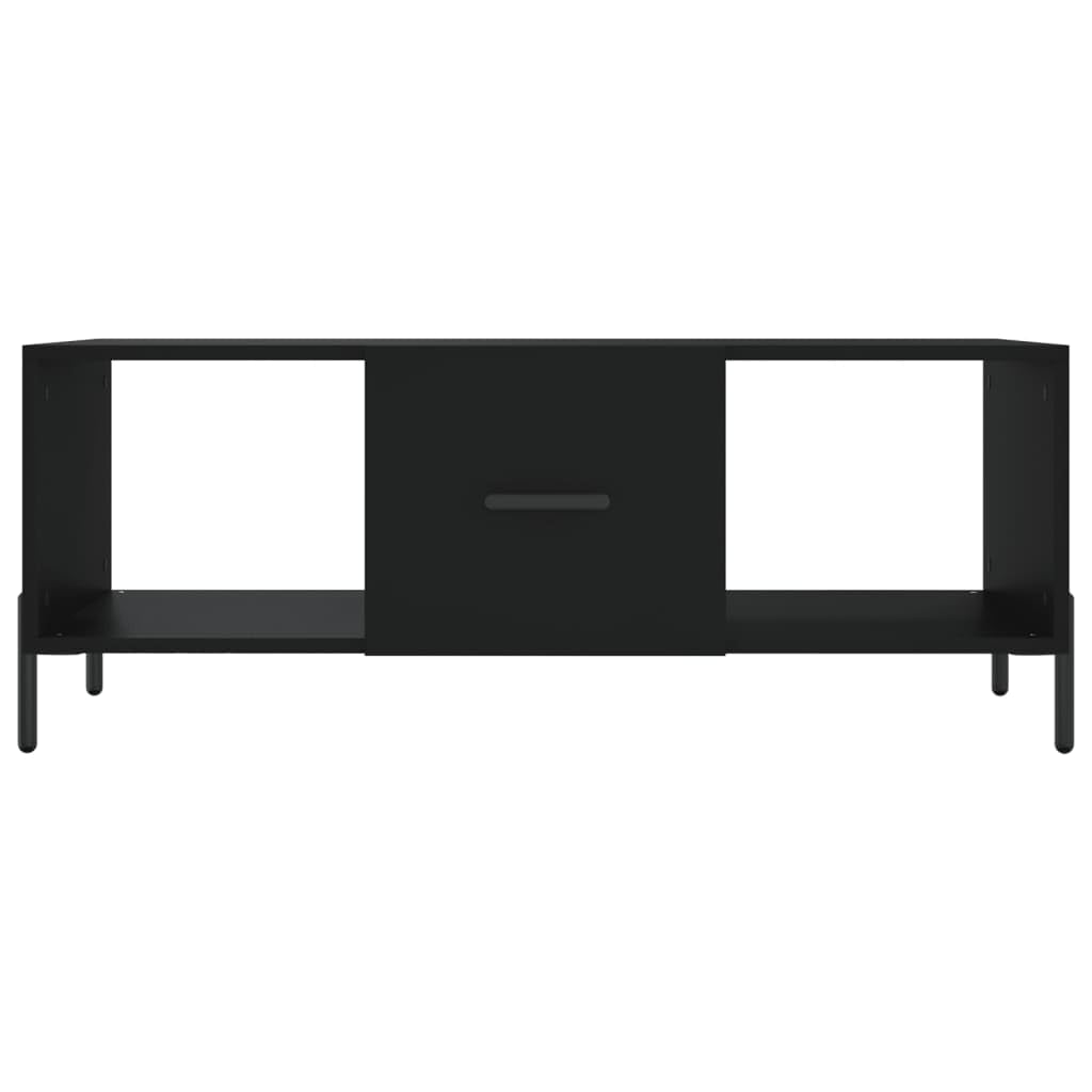 Stolik kawowy czarny 102 x 50 x 40 cm z materiału drewnopochodnego z 3 półkami i wytrzymałym blatem z żelaznymi nogami