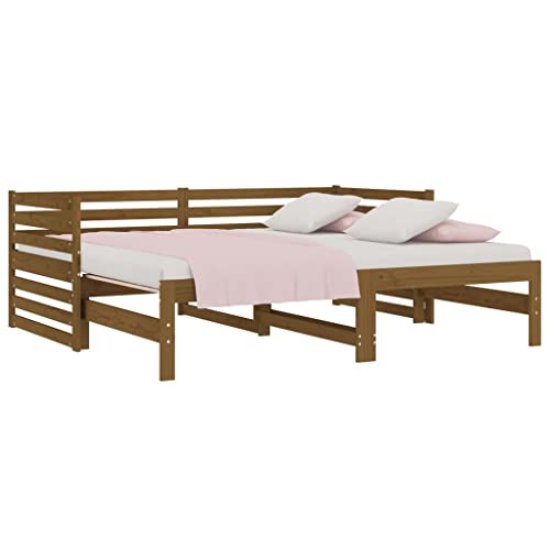 Cama nido extraíble marrón de 2x90x190 cm sin colchón para dormitorios 4