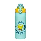 Zak Designs SpongeBob SquarePants Sage Kids Water Bottle For School or Travel, 19oz Stainless Steel Water Bottle With Straw, Handle, and Leak-Proof, Pop-Up Spout Cover (SpongeBob and Patrick)