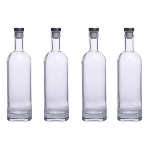 Image of Nestasia Glass Water Bottle Set Of 4, Stylish Leakproof Bpa-Free Bottles For Water, Juices, Iced Tea And More, 500Ml Each, Transparent