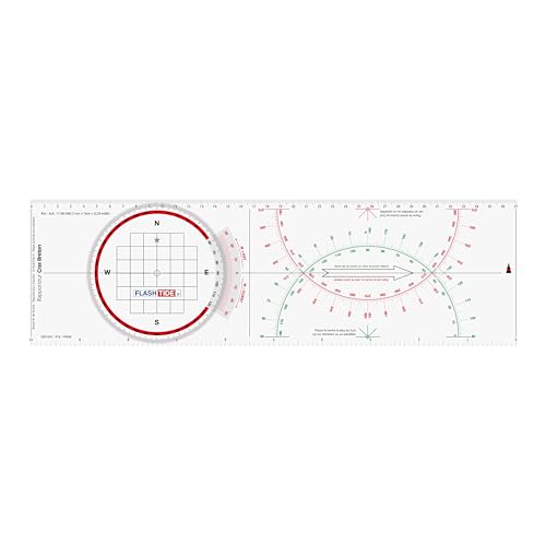 Règle Cras + Rapporteur Breton Tricolore – Outil de Navigation 2 en 1 pour Carte Marine Double Échelle 1/50000 & 1/100000 – PVC Cristal Durable –...