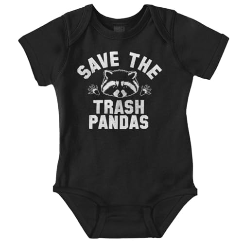 Image of Brisco Brands Save Trash Pandas Funny Raccoon Pun Baby Romper Boys or Girls