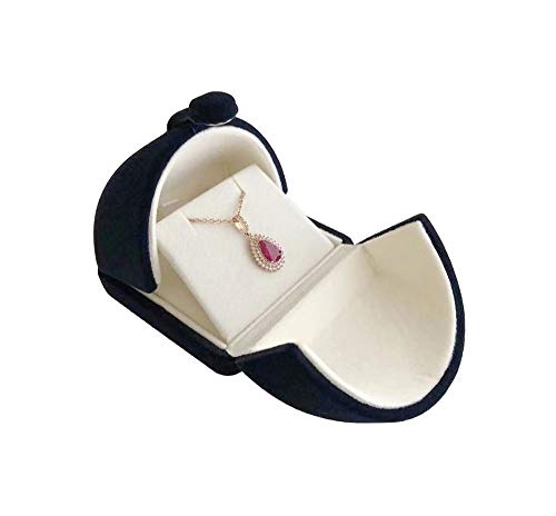Navy Blue Velvet Premium Grade Jewelry Box for Earrings Necklace Double Layer Modern Unique Design Packaging Gift for Her (Jewelry is not included)