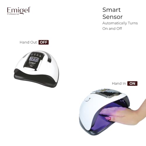 Image of Emigel Nail UV Lamp 140W | Fast Dryer for Nail Gel Polish | UV Nail Curing Lamp | Professional UV Nail Lamp 2 in 1 UV LED Lamp Dryer | Large Space for Both hands | For Salon & Home Use.