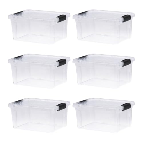 Image of Superio 6.6 Quart Clear Plastic Storage Boxes with Lids, Stackable Organizer Containers, BPA-Free Storage Bins for Home, Office, School & Dorm, 6 Pack