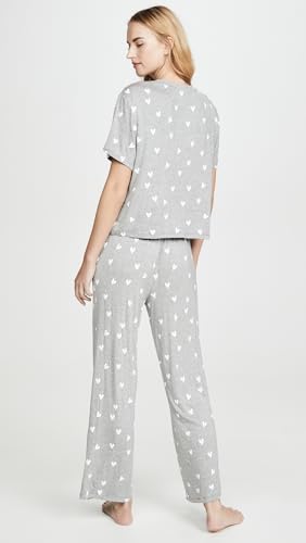 Image of Honeydew Intimates Women's All American PJ Set, Heather Grey Hearts, XS