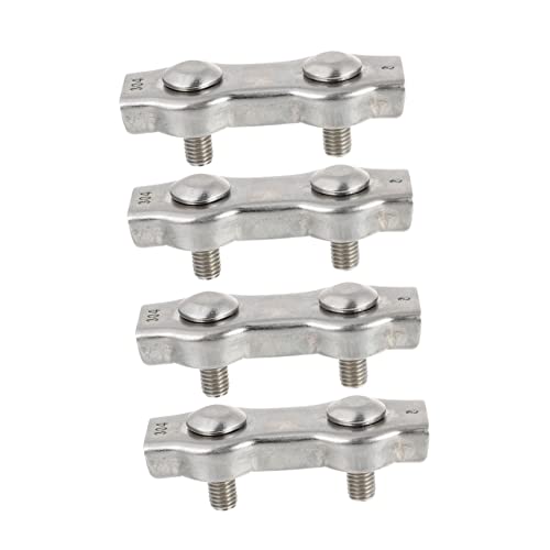 JECOMPRIS 4pcs Wire Rope Double Clamp Rope Clamps Wire Rope Clip Saddle Bolt Hardwares Clamps Cable Clamps Cable Saddle Clamp Wire Ropes Accessories Wire Cable Clips Silver Stainless Steel