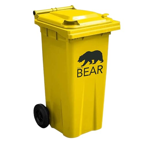 Image of GBBSafety 120L Wheelie Bin with Rubber Wheels - Outdoor Rubbish Bin - UK-Manufactured - Council Waste Home Office - Standard Household Size - EN 840, EN1501 + RAL GZ 951/1 (Yellow)