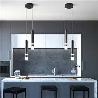 ZPBSJ Modern Pendant Light Adjustable Height LED Black Mini Pendant Light for Kitchen Island Bedroom Bedside Table Small Pendant Lights(2-Lights) - Image 3