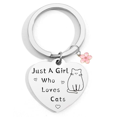 STARKET Cat Keychain Just A Girl Who Loves Cats Cat Gifts For Women Adults Cat Lovers Cat Themed Gifts Crazy Cat Lady Gifts Cat Presents Cat Mum Gifts