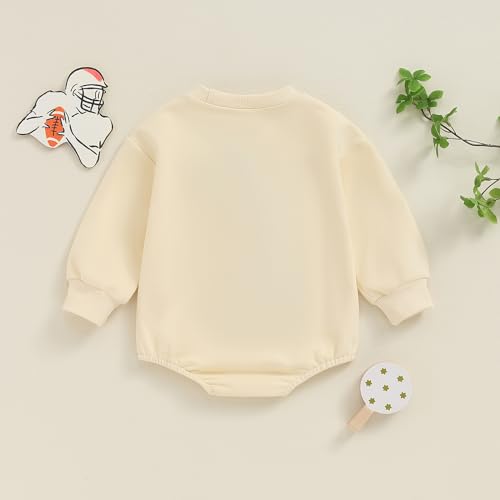 Newborn Baby Girl Boy Football Outfit Sweatshirts Romper Game Day Oversized Bodysuit Sweater Fall Winter Pullover3