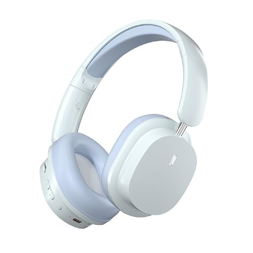 Ear Cushion SY-T2 Bluetooth Over Ear Headphone, Wireless Spatial Sound Effective Foldable Gaming Headset with TF Card Play Mode, 3.5mm Audio Cable and Charging Cable- Light Blue