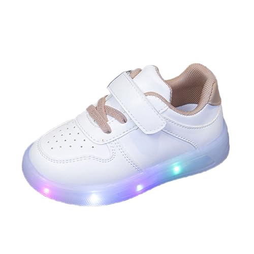 Zapatillas LED transpirables para niños - Zapatillas de tenis luminiscentes para deportes al aire libre (pequeño/gran niño), caqui, 21.5 EU
