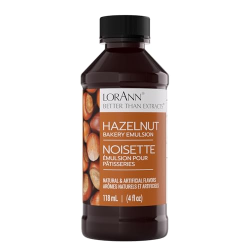Lorann Oils Hazelnut Bakery Emulsion: True Essence, Ideal For Boosting Fruit Tones In Cakes, Cookies & Desserts, Gluten-Free, Keto-Friendly, Extract Substitute Essential For Your Kitchen, 4 Oz