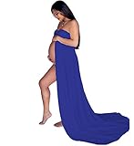 Women's Off Shoulder Strapless Maternity Dress for Photography Split Front Chiffon Gown for...