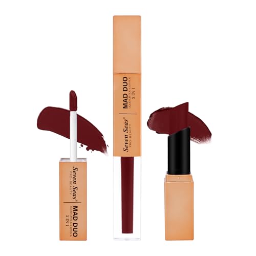 Image of Seven Seas 2in1 Non-Transfer | Smooth Texture | Hydrating | Long Lasting | Water-Proof | Full-Coverage Mad Duo Liquid Lipstick & Lipstick (Rose Bud Cherry, 4ml,3g)