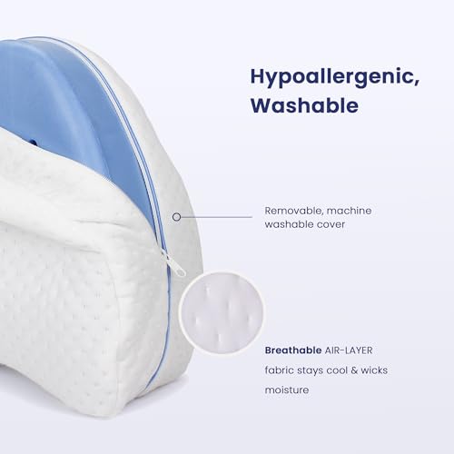 Contour Legacy Leg & Knee Foam Support Pillow - Soothing Pain Relief for Sciatica, Back, Hips, Knees, Joints - As Seen on TV