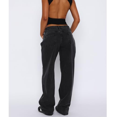 Women's Wide Leg Baggy Jeans - Low Rise, Loose Fit Denim Pants - Y2K Boyfriend Style Trousers for Streetwear2