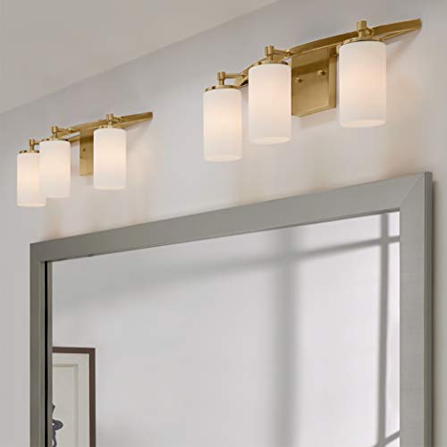 Image of Generation Lighting 4424603-848 Alturas Three - Light Wall /Bath Vanity Style Fixture, Satin Brass, 100 Total Watts, 9.125 Inch Height, 22 Inch Wide, Steel Construction