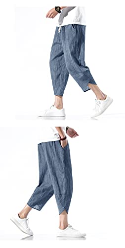 Men Hanfu Japanese Harajuku Wide-Leg Linen Pants Cotton Linen Cropped Trousers Plus Size 5XL Loose Summer Thin Pant2