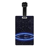 Galaxia de constelación azul duradera y hermosa: esta etiqueta de equipaje está hecha de piel PVC de alta calidad, que es suave y fuerte, resistente al desgaste y duradera, y no tienes que preocuparte por romperla cuando viajas.