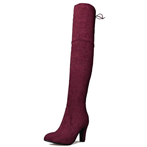Onewus Botas altas de tacón alto por encima de la rodilla de las mujeres Botas de caña larga,...