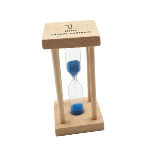 PRETYZOOM Sablier 1 Minute Petite Taille en Bois Carré Sable Bleu Minuterie Précise Décoration Intérieure pour Garçon Et Filles Bureau Salon