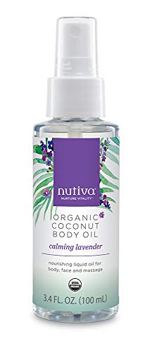 Nutiva - Aceite corporal de coco orgánico que calma la lavanda - 3.4 la Florida. onza.